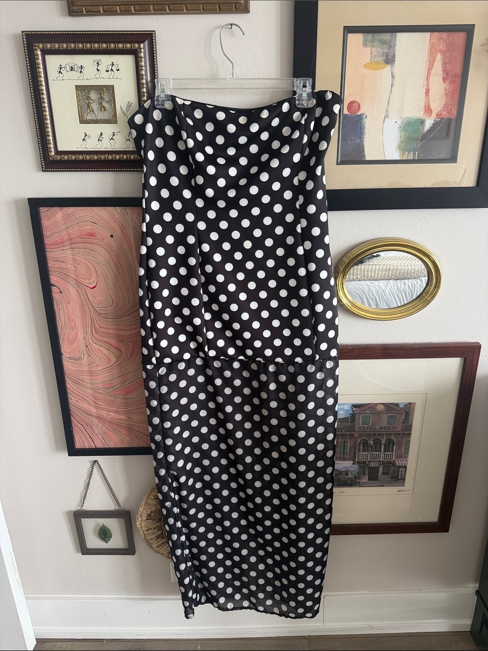 x REVOLVE Chloe Dress in Black & White Polka Dot - Picture 4 of 6